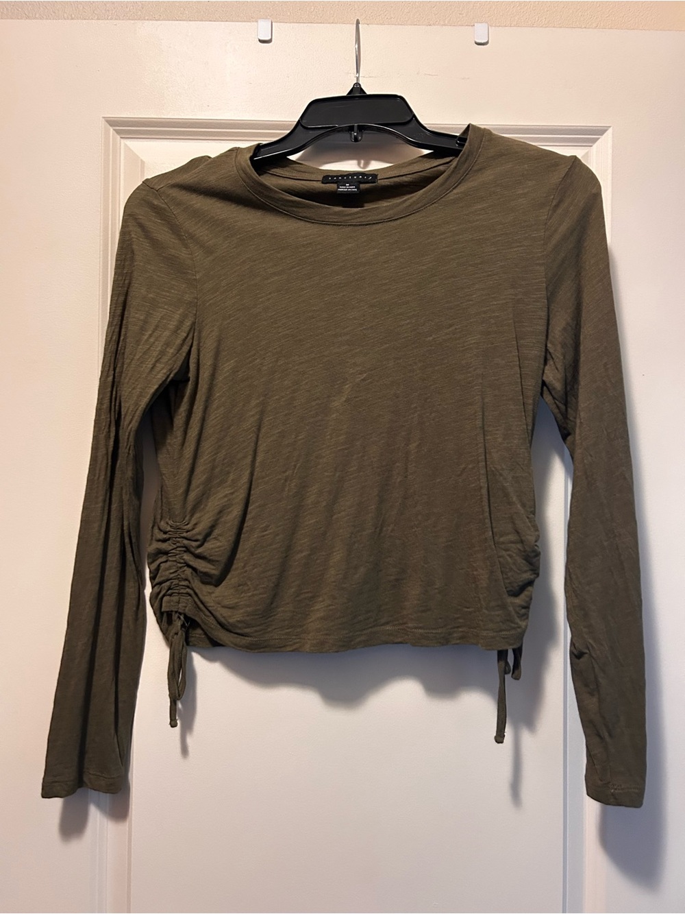 Sanctuary Olive Green Long Sleeve Ruched Side Tee